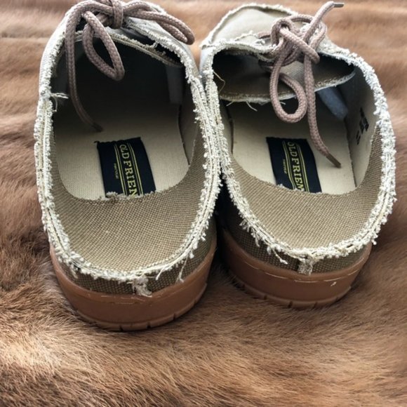 Khaki Slip On Slide Loafers Lace Up Shoes - Picture 3 of 5